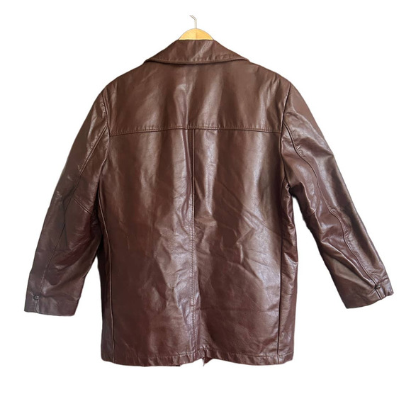 VTG Sears The Leather Shop Mens Size 42 Jacket Removable Lining Brown Buttons - Picture 3 of 13